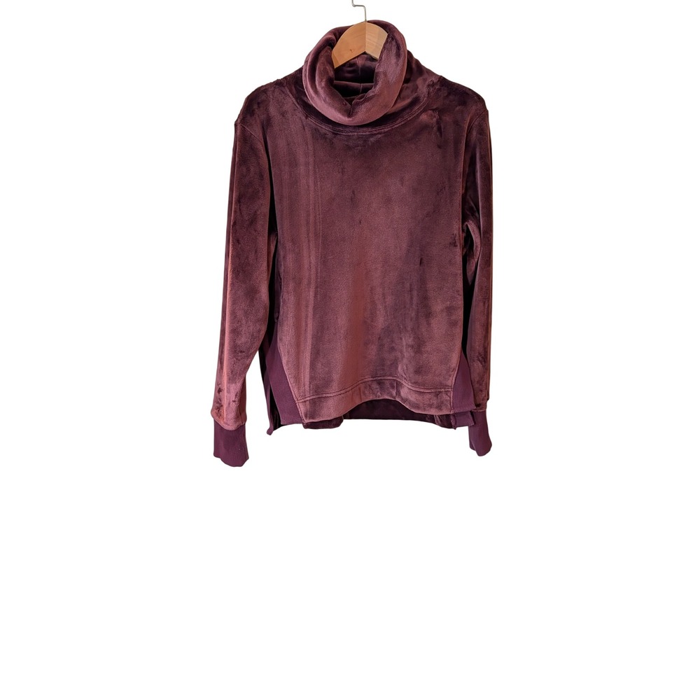 Athleta Womens Burgundy Cowl Neck Plush Velvet Sweatshirt Size M 511446-02